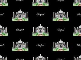 kapell seriefigur seamless mönster på svart bakgrund. pixel stil vektor