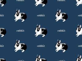 kanin seriefigur seamless mönster på blå bakgrund. pixel stil vektor