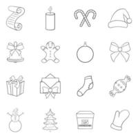 Weihnachts-Icon-Set-Gliederung vektor