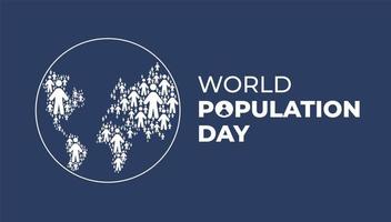 världens befolkningsdag firande affisch med världen och människor vektor illustration och mörkgrå bakgrundsbild