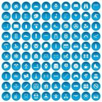 100 barnaktiviteter ikoner som blå vektor