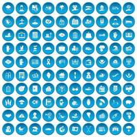 100 försäkring ikoner som blå vektor