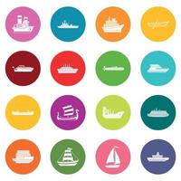 Symbole für den Seetransport in vielen Farben vektor