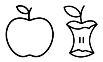 ganze und biganze und angebissene Apfellinie Symbol. Vektor-illustration.tten Apple-Liniensymbol. Vektor-Illustration. vektor