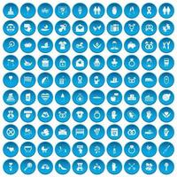 100 Liebessymbole blau gesetzt vektor