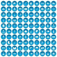 100 Werkzeugsymbole blau gesetzt vektor
