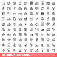 100 Business-Icons gesetzt, Umrissstil vektor