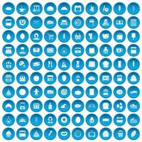 100 bageri ikoner som blå vektor