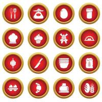 Bäckerei-Icons gesetzt, einfacher Stil vektor