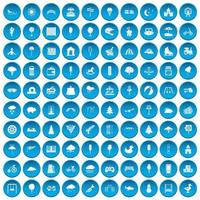 100 barns park ikoner som blå vektor