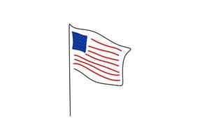 en sammanhängande en rad ritning av USA:s flagga vektor
