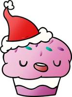 weihnachtssteigungskarikatur von kawaii cupcake vektor