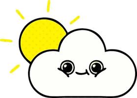 serietidning stil tecknad sol och moln vektor