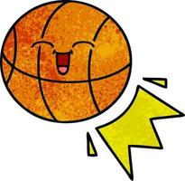 Retro-Grunge-Textur-Cartoon-Basketball vektor