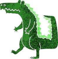 knäppa retro illustration stil tecknad krokodil vektor