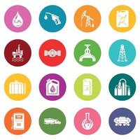 Symbole der Ölindustrie setzen bunte Kreise Vektor