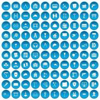 100 Bausymbole blau gesetzt vektor