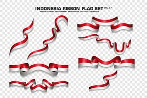 indonesien bandflaggor set, elementdesign, 3d-stil. vektor illustration