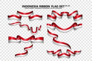 indonesien bandflaggor set, elementdesign, 3d-stil. vektor illustration