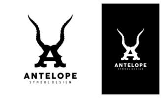 första bokstaven a och horn demon hjort hjort satan logotyp design inspiration vektor