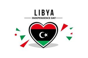 libyska flaggan i hjärtan ram vektor design