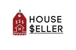 tag label verkaufspreis mit haus haus und dollar symbol für miete kaufen verkaufen wohnung immobilien haus logo design vektor