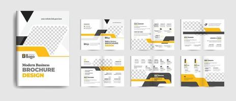 gula färgsidor professionell företagsverksamhet broschyr eller broschyr mall, flersidig broschyr design. vektor