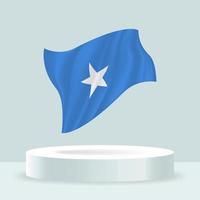 Somalia-Flagge. 3D-Darstellung der auf dem Stand angezeigten Flagge. schwenkende Flagge in modernen Pastellfarben. Flaggenzeichnung, Schattierung und Farbe auf separaten Ebenen, ordentlich in Gruppen zur einfachen Bearbeitung. vektor