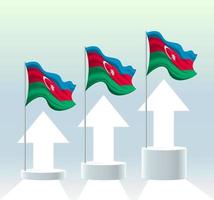 Aserbaidschan-Flagge. Der Wert des Landes steigt. schwenkender Fahnenmast in modernen Pastellfarben. Flaggenzeichnung, Schattierung zur einfachen Bearbeitung. vektor