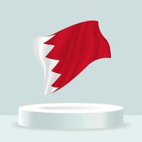 Bahrain flagga. 3D-rendering av flaggan som visas på stativet. viftande flagga i moderna pastellfärger. flaggritning, skuggning och färg på separata lager, snyggt i grupper för enkel redigering. vektor