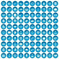 100 Business-Training-Icons blau gesetzt vektor