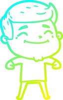 Kalte Gradientenlinie zeichnet glücklichen Cartoon-Mann vektor