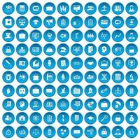 100 Portfolio-Icons blau gesetzt vektor