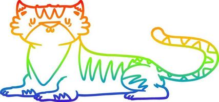 Regenbogen-Gradientenlinie Zeichnung Cartoon-Tiger vektor
