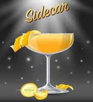 Sidecar-Cocktail im Glas auf funkelndem Hintergrund vektor