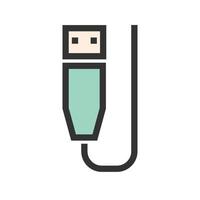 USB-Kabel gefülltes Liniensymbol vektor