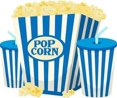 Popcorn-Box und Getränkegetränk vektor