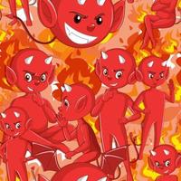 wicked devil tecknad bakgrund med eld vektor