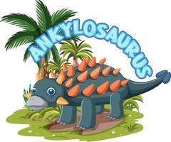 liten söt ankylosaurus dinosaurie seriefigur vektor