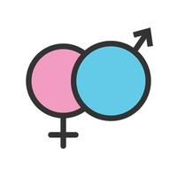 männlich und weiblich gefülltes Liniensymbol vektor