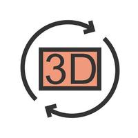 Symbol für gefüllte 3D-Rotationslinie vektor