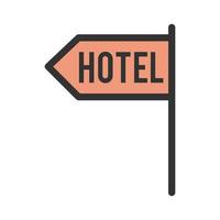 Hotelschild gefülltes Liniensymbol vektor