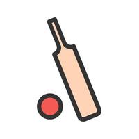 cricket bat och boll fylld linje ikon vektor