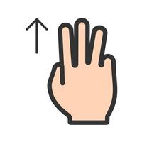Drei Finger nach unten gefülltes Liniensymbol vektor