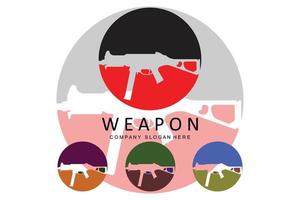 automatisches Waffenlogo-Vektorsymbol. Kampfwaffen. Pistolen, Gewehre. militär- und waffenillustration vektor