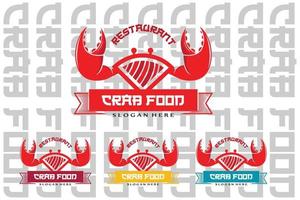 roter Krabben-Meerestier-Logovektor, Zutaten zur Herstellung von Meeresfrüchten, Illustrationsdesign geeignet für Aufkleber, Siebdruck, Banner, Restaurantunternehmen vektor
