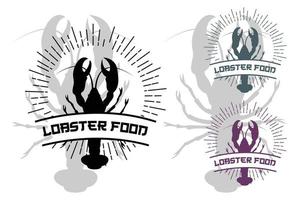 vektor retro logotyp havsdjur hummer, skaldjur, illustrationsdesign lämplig för klistermärke, screentryck, banderoll, restaurangföretag