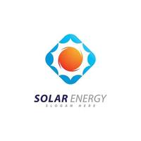 solen energi logotyp formgivningsmall. kreativ solpanel energi elektrisk el logotyp vektor