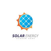 Sonnenenergie-Logo-Design-Vorlage. kreatives solarpanel energie elektrisches stromlogo vektor