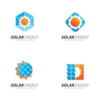 Sonnenenergie-Logo-Design-Vorlage. kreatives solarpanel energie elektrisches stromlogo vektor